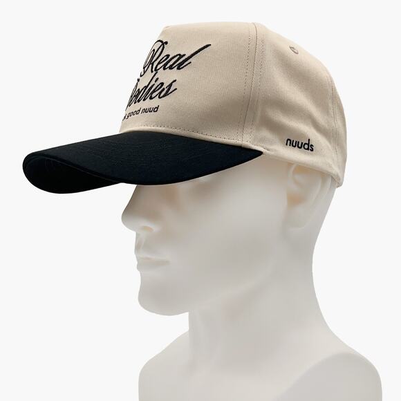 NWOT NUUDS "Real Bodies" Unisex Snapback Hat (Black/Cream | O/S) - Picture 3 of 11